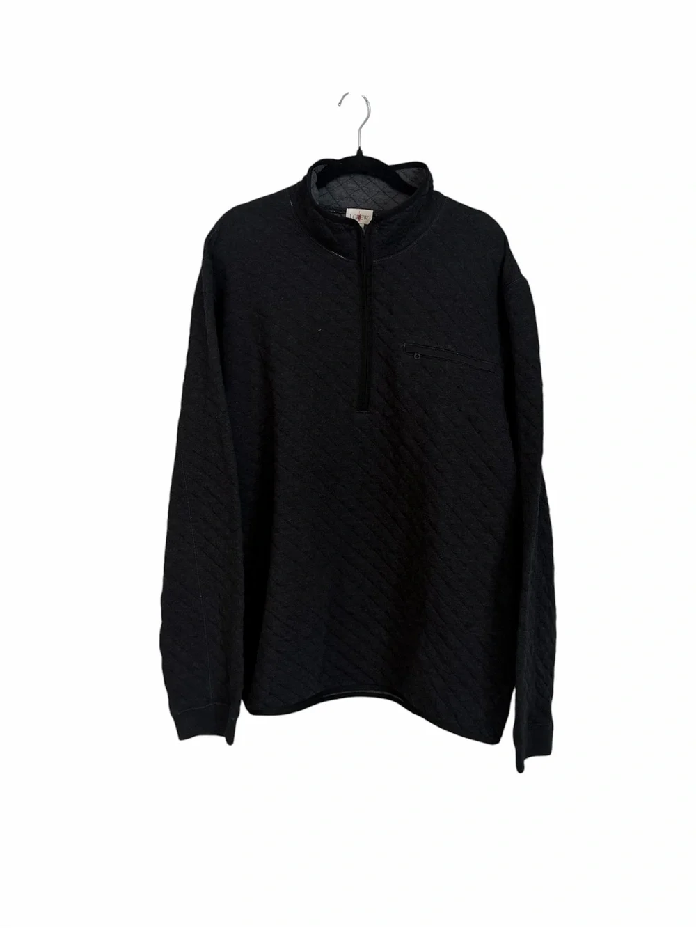J. Crew Men’s Long Sleeve Heathered Black Quilted 1/4 Zip Pullover Sz XL NWT